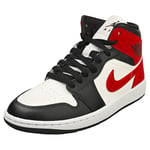 Nike Air Jordan 1 Mid Womens Fashion Trainers in Black White Red - 8.5 UK