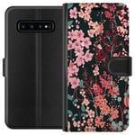 Samsung Galaxy S10 Sort Lommebokdeksel Blommor