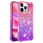 SKALO iPhone 16 Pro Max Juoksuhiekka Glitter Sydämet TPU kuori - Pinkki-Violetti