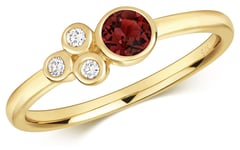 James Moore TH RD494G 9ct Yellow Gold Diamond 06ct Garnet Jewellery