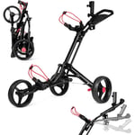 Chariot de Golf à 3 Roues Pliant avec Tableau de Bord,Porte-Parapluie,Chariot de Golf en Aluminium avec Roues Verrouillables et Boucle de Cordon