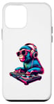 Coque pour iPhone 12 mini Retro Monkey Dj Music Lover Headphones Disc Jockey