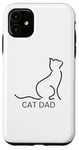 Coque pour iPhone 11 Simple Cat Dad Chat Noir Contour Minimaliste Chats