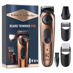 King C. Gillette Men's Electric Beard Trimmer PRO, Electric Razor for Men With Precision Wheel For 40 Beard Lengths, Lifetime Sharp Blades, Washable Head & Combs, With 2 Different Combs For All Beards