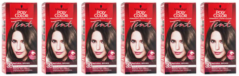 Schwarzkopf Poly Color Natural Brown Permanent Hair Dye Cream Tint 39 Pack Of 6