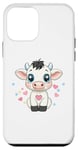 Coque pour iPhone 12 mini Vache mignonne avec cœur et expressions douces