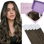 Fshine Remy Hair Extension Adhesive Tape Extension 22 Pouces Seamless Extensions Balyage 20p Pcs Color Dark Brown to Chestnut Brown 50g Balayage Extensions Human Cheveux