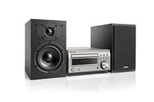 Denon D-M41DAB Mini Hifi System, CD Player with Speakers, Audio Receiver, Bluetooth, 2x30W + Subwoofer PreOut, FM Radio/DAB/DAB+ Tuner, 2x Digital Optical Input & 1x Headphone Output - Silver