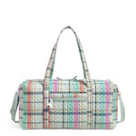 Vera Bradley Women's Cotton Large Travel Duffel Bag, Pastel Plaid - Recycled Cotton, One Size, Cotton Large Travel Duffel Bag