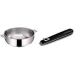 Lagostina Salvaspazio Sauteuse 24 cm, Inox 18/10, Empilable, Tous Feux dont Induction + Four, Fabriqué en Italie 012132031724 SALVASPAZIO 095144250000 POIGNEE AMOVIBLE NOIRE