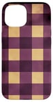 Coque pour iPhone 15 Violet Moderne Rayé Marron Classique Carreaux Grand