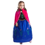 ELSA & ANNA Robe Princesse pour Filles - Déguisement Reine des Neiges pour Filles - Robe Princesse Filles pour Fêtes, Anniversaires, Déguisements & Halloween - Deguisement Robe de Princesse - 6-7 ans