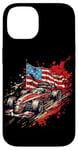 iPhone 14 Vintage Auto Racing Car American Flag 4th of July, Auto Race Case