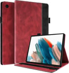 Coque Samsung Tab A8 10.5 Pouces Housse En Cuir Pu Magnétique Portefeuille Fente Pour Carte Etui Coque Tablette Pour Samsung Galaxy Tab A8 2022 10.5"" Sm-X200/X205 - Rouge