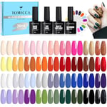 TOMICCA 42PCS Kit Vernis Semi Permanent Automn, 36 Couleurs + 1 Base + 1 No Wipe Top Coat + 1 Top Coat Matte + 1 Blooming Gel + 2 Présentoir à Clous Rond, Lot Gel Semi Permanent UV/LED