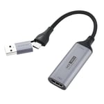 ELUTENG Carte de Capture Vidéo 2 en 1 4K HDMI vers USB/USB C Carte de Capture Audio 1080P HD Enregistrement Streaming Jeux Vidéo Carte Acquisition HDMI pour Les Jeux Le Streaming l'enseignement