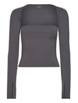 Soft Touch Square Neck Top Tops T-shirts & Tops Long-sleeved Grey Gina Tricot