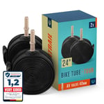 Alphatrail Bicycle Inner Tube Rick 24 Inch AV Schrader Valve 2x Set with Mobility Guarantee I Compatible Bike Tyres Continental, Conti, Schwalbe, Maxxis & Michelin Bike Tube