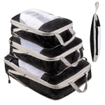 Suitcase Organiser Packing Cubes Compression Suitcase Organiser Set Waterproof Suitcase Organiser Packing Bags for Suitcases Travel Essentials Expandable Travel Pack Organiser for Hand Luggage, Black,