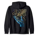 Stylized Network Hand Graphic for Tech Innovators Zip Hoodie