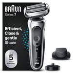 Braun Series 7 Rasoir Électrique pour Homme avec Tondeuse De Précision, Base De Recharge, Technologie Wet & Dry, Rechargeable, Rasoir À Grille Sans Fil, 71-S4200cs, Argent