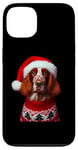 Coque pour iPhone 13 Rouge irlandais et blanc avec bonnet de Père Noël pour amoureux des propriétaires de chiens