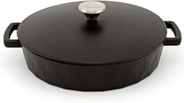 HearthStone Cookware - Low Peach Diamond Enamelled Cast Iron Satin Black, 28 cm