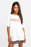 Womens England Here To Slay Slogan Printed Oversized Football T-Shirt - White - 6, White