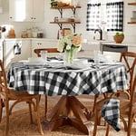 Elrene Home Fashions Farmhouse Living Nappe Ronde à Carreaux Buffalo Noir/Blanc 178 cm