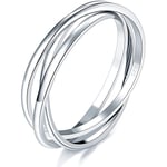 AVEKI  925 Sterling Silver Ring Triple Interlocked Rolling High Polish Ring ----Storlek  10