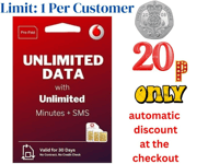 OFFICIAL UK VODAFONE Sim Card Pay As You Go PAYG STANDARD MICRO NANO