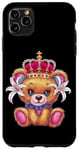 iPhone 11 Pro Max Kawaii teddy bear with crown and lilies Case