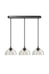 Chelsea Tinted Glass Dome 3 Wire Oval Cluster Lights, 8 inch, Smoke Grey, Pewter holder