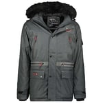 Geographical Norway Cayran Men Parka Longue Chaude Homme Automne Hiver - Manteau Impermeable Deperlant - Veste Capuche Fourrure Outdoor - Blouson Coupe Vent - Hommes (Noir 2XL)