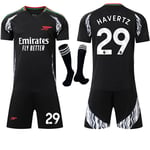 2024-2025 Arsenal borta barn vuxen svart fotbollströja set med strumpor storlek 29 HAVERTZ-Xin No.29 HAVERTZ L