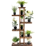 Goplus - Etagere a Fleurs de Design Vertical en Bois avec 7 Tablettes, Support de Plantes Rustique avec 6 Niveaux Interieur et Exterieur, pour