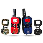 GoTalkie Set of 2 Long Range Portable and 4 Interchangeable Police, Spy, Fireman, Army Soldier Theme Plates w/Built in Flashlight, LCD Screen Radio Walkies Kids Pretend Play