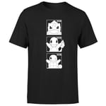 Pokemon Generation 1 Monochrome Starters Men's T-Shirt - Black - M