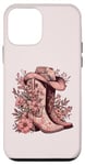 Coque pour iPhone 12 mini Bohème Aquarelle Cowgirl Bottes Chapeau Floral Bottes Western Bottes