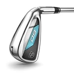 Wilson Club de Golf Staff, D9, Pour Femmes, 5-PW, SW, L-Flex, Droitier, Tige en Graphite, 7 Pièces, Argenté/Bleu, WGR200010