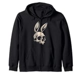 Bunny Skull Cross Bone Crossbones Jolly Roger Bad Rabbit Zip Hoodie