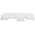 Canapé en Forme de U Convertible avec Ottoman en Cuir PU Blanc 6 Places Aberdeen