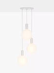 Tala Alumina Triple Pendant Cluster Ceiling Light with Sphere V LED Bulbs, Chalk