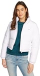 Tommy Jeans Women’s Cropped Essential Down Puffer Jacket, White (White), XS