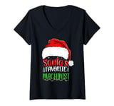 Womens Santa's Favorite Machinist Funny Christmas Machinist V-Neck T-Shirt