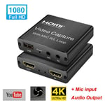 Carte d'acquisition de jeu,1080p,HDMI 4K,Dongle USB 2.0,boîtier d'enregistrement pour Streaming en direct et diffusion vidéo