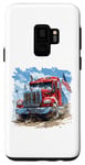 Coque pour Galaxy S9 Camion conducteur patriotique drapeau USA rouge blanc et bleu camions fourgon