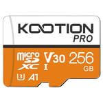 KOOTION Carte Micro SD 256 Go Mémoire SDXC UHS-I Vitesse Jusqu'à 90 MB/s Carte SD V30, A1, U3 pour Drone/Dash Cam/Camera/Phone/Switch/PC/Tablet