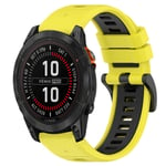 For Garmin Fenix 7S Sapphire Solar 20mm Sports Two-Color Silicone Watch Band(Yellow+Black)
