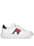 Tommy Hilfiger Girls Daphne Flag Low Cut Lace-up Trainer - White, White, Size 2.5 Older